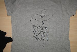 A2 tシャツプリンタWER-D4880Tによる灰色Tシャツ印刷サンプル